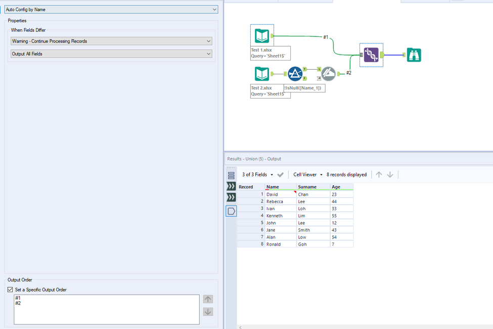 Workflow - Combining 2 excels data - Alteryx