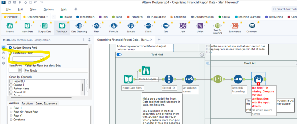 Multi Row formula issue - Alteryx