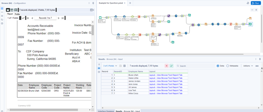 Adding Table to Process for Invoice Output - Alteryx