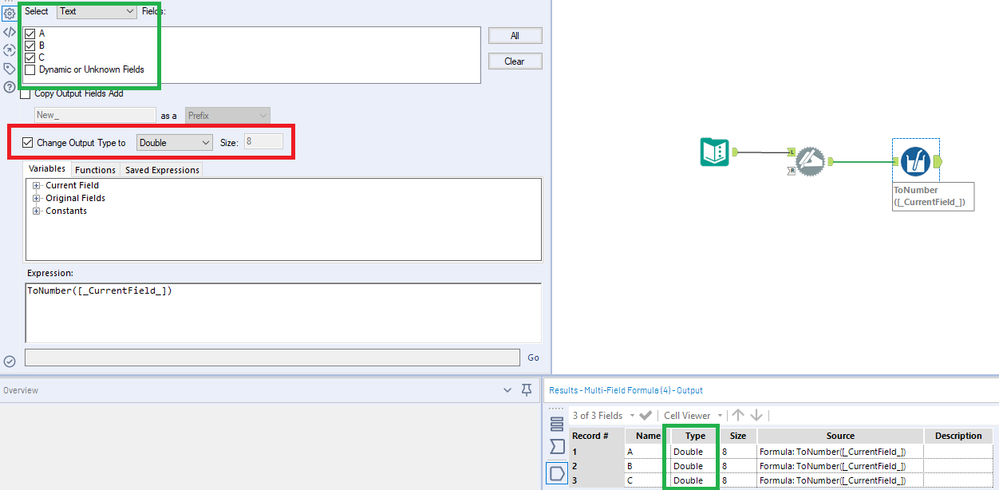 How to change Mutiple Data type - Alteryx