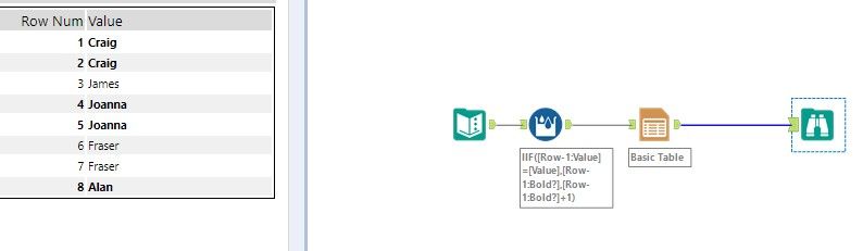 change row formatting when new value is found - Alteryx