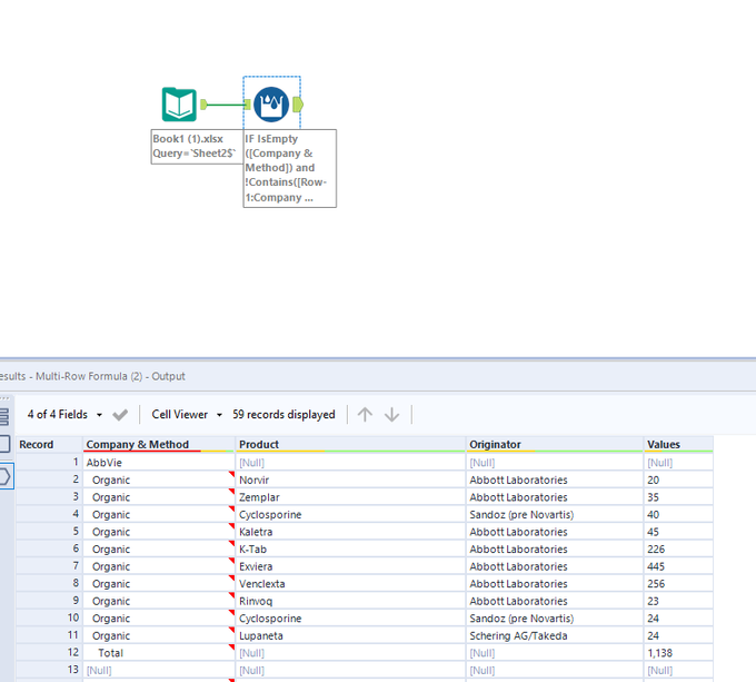 How to define blank rows with what is there before it? - Alteryx