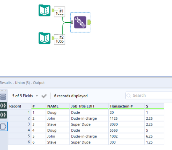 Combining two resulting datasets - Alteryx