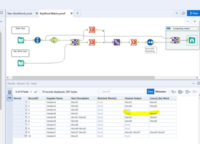 Identifying Key Words with multiple inputs - Alteryx