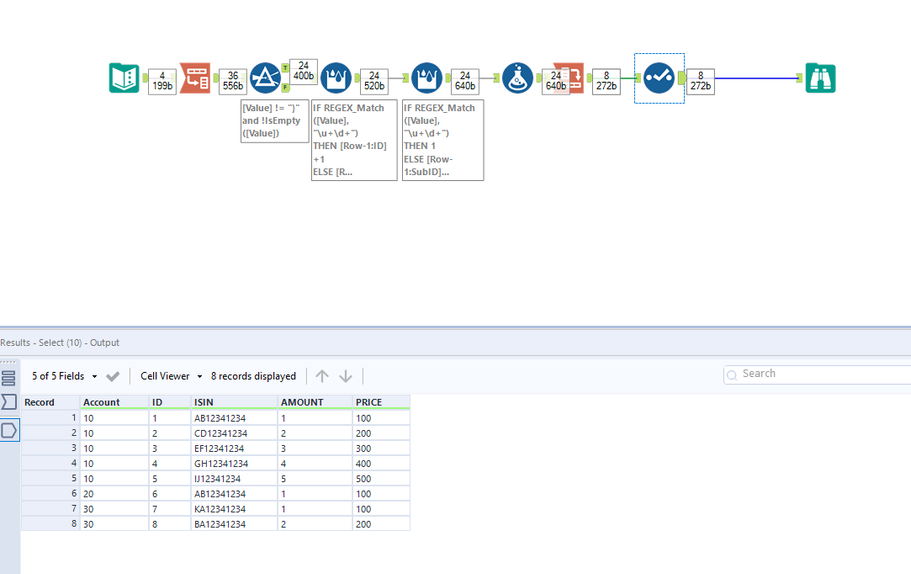 Freezing first line columns to rows - Alteryx