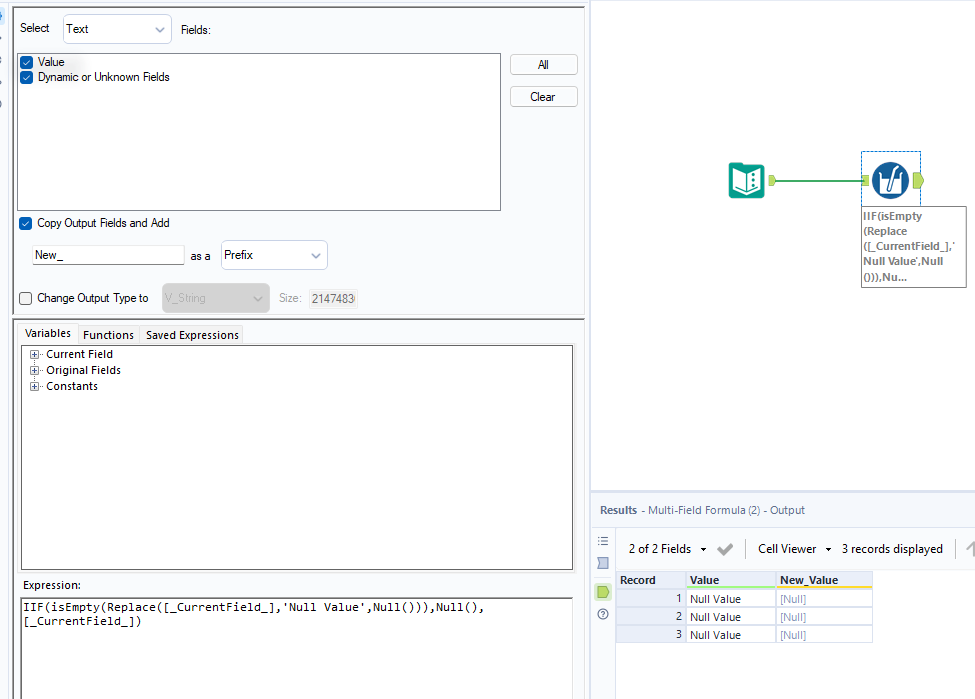 Null() is not creating Null values - Alteryx