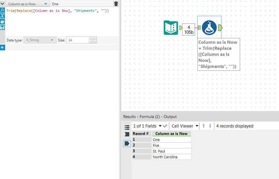 How to remove a specfic word from a column of data - Alteryx