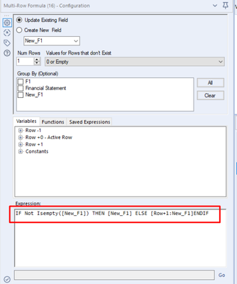 How to copy cell value to blank rows below - Alteryx