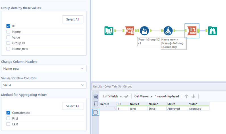Crosstab duplicate rows into as many columns as we need - Alteryx