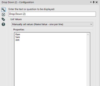 Drop down tool showing only data Type - Alteryx