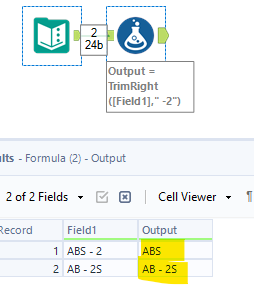 Remove specific trailing characters from a string. - Alteryx