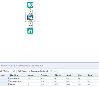 How to Update Multiple Fields to Divide Two Rows - Alteryx