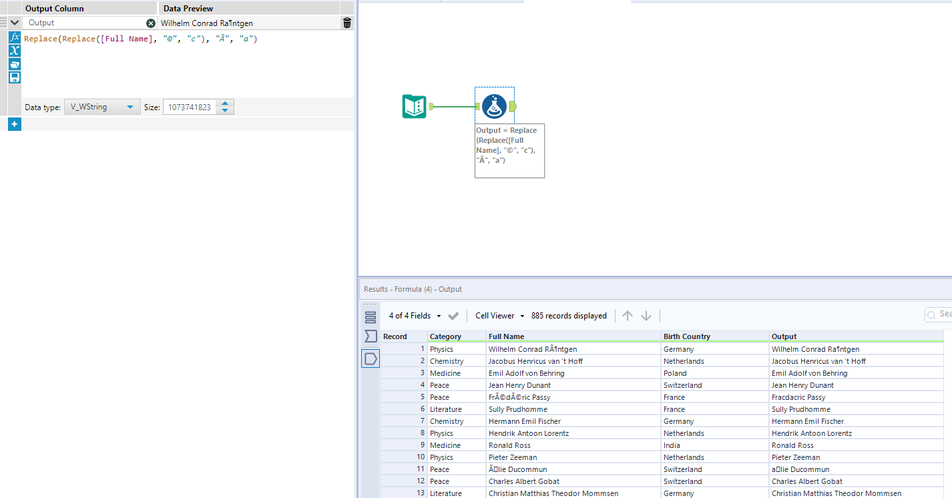 Replacing Special Char in a name - Alteryx