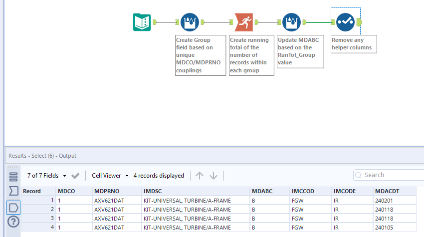 Keep first record for column based on unique other columns - Alteryx
