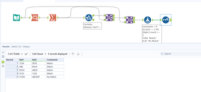 Finding same value in different rows in two columns - Alteryx