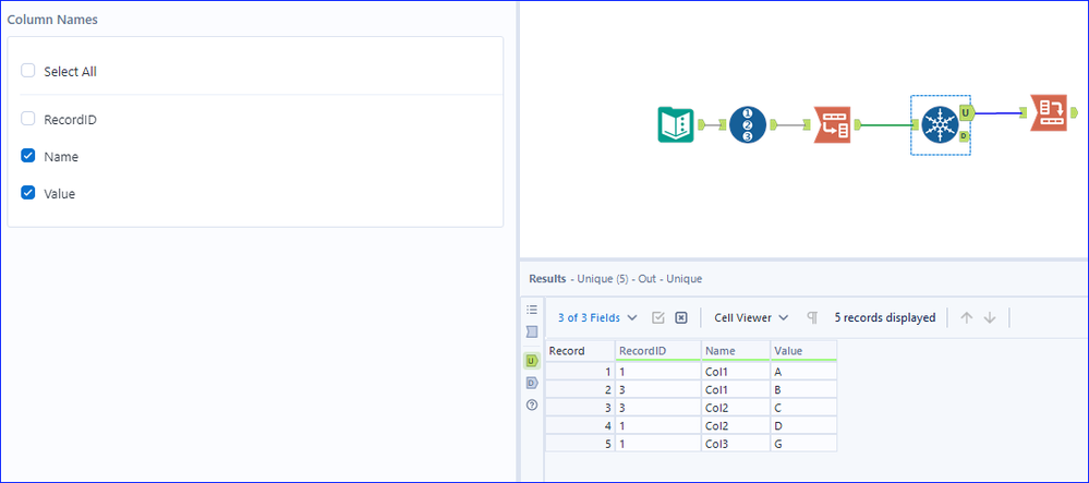 Unique values from 200+ columns - Alteryx