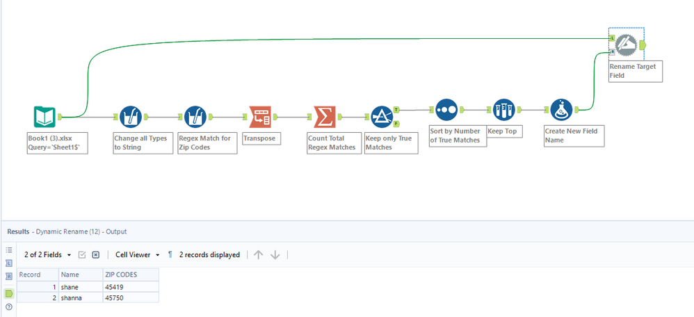 How do I dynamically identify a column based off of Regex - Alteryx