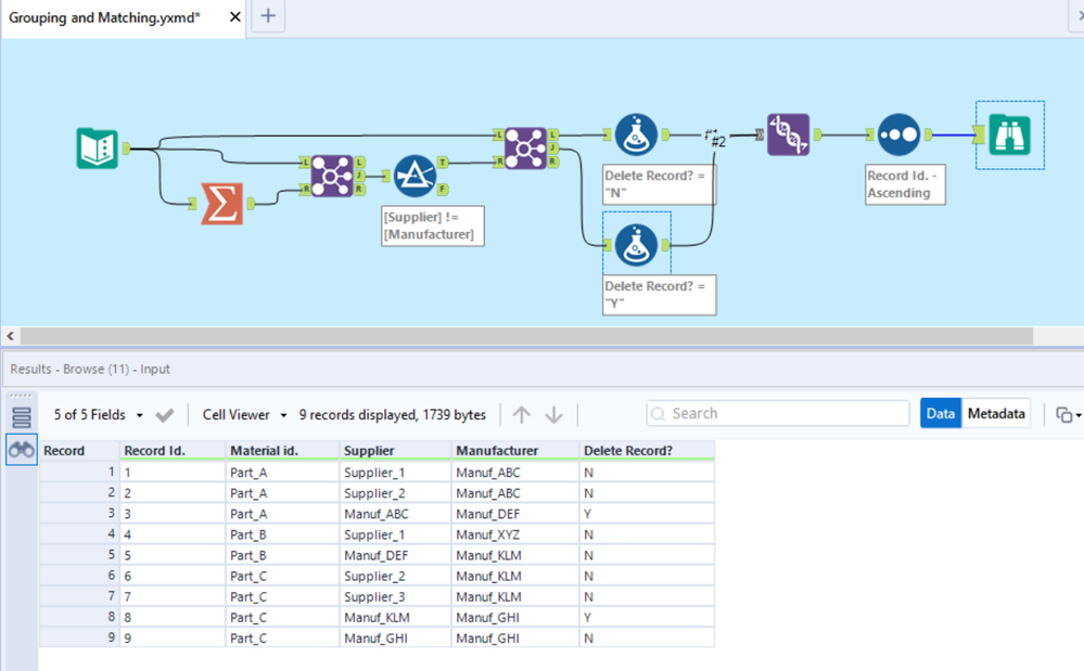 Grouping and matching - Alteryx
