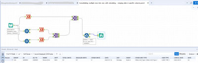 Consolidating multiple rows into one, with calculating/merging data in ...