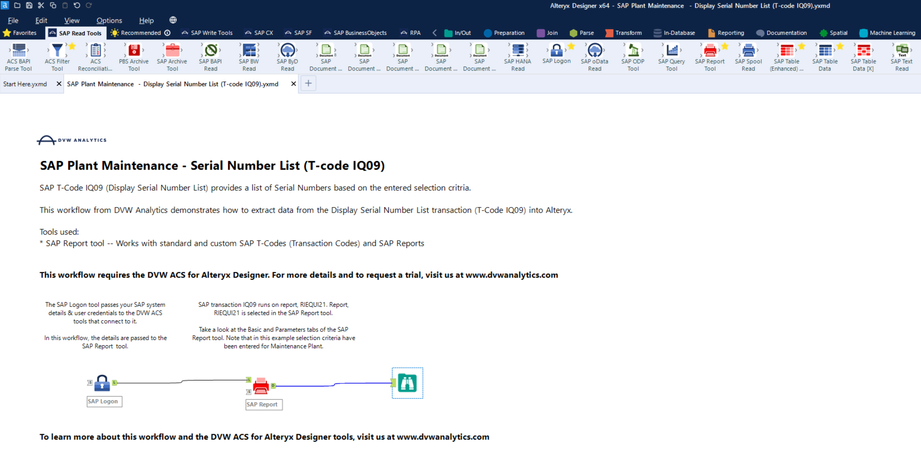 SAP Plant Maintenance - Serial Number List (T-code IQ09) - Alteryx