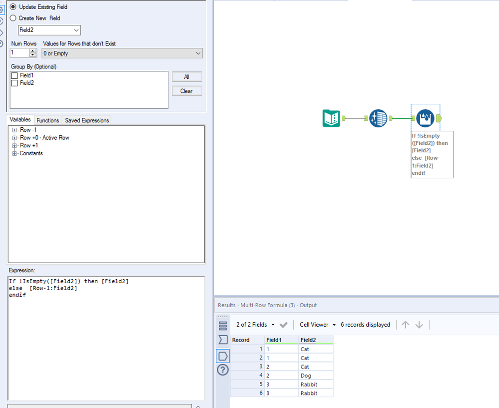 Need to autofill values based on another column - Alteryx