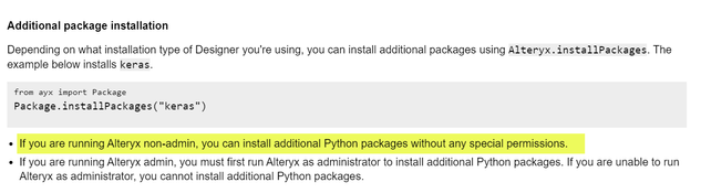 Install python packages in Alteryx - Alteryx