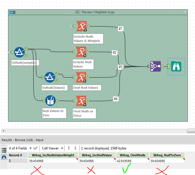 Denote handling of null values in statistical tools - Alteryx