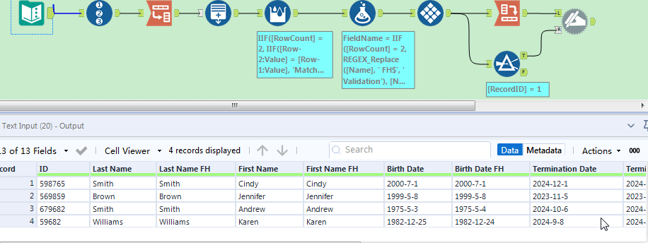 Compare value for multiple fields (100+) - Alteryx