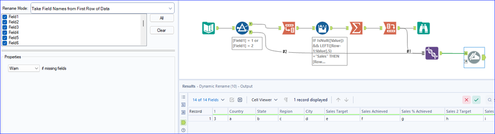 Filling Null row with Data and update with below columns - Alteryx