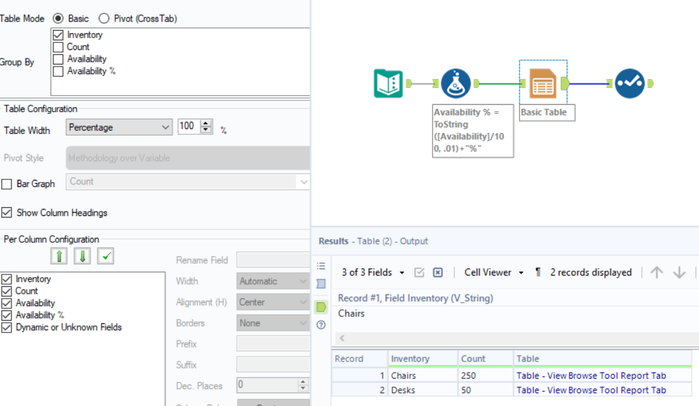 Change column from Basic Table Tool from decimal to percentage - Alteryx