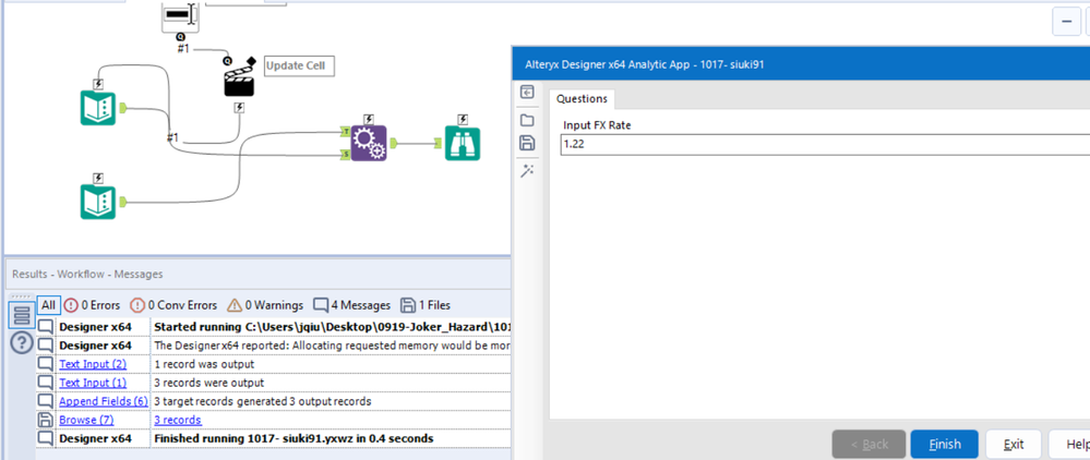 Manual input variable and feeding down to data input - Alteryx