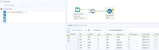 How to delete Rows 1 and 3 - Alteryx
