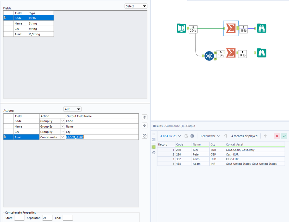 How to combine data into one cell - Alteryx