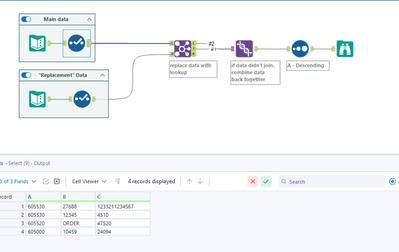 How to replace data with another input data - Alteryx