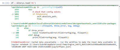 Python tool Alteryx.read and Alteryx.write error : Cached data ...