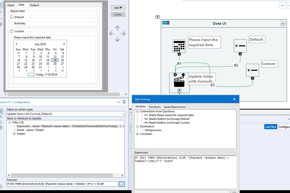 Date Interface - Update value with formula - multiple choice - Alteryx