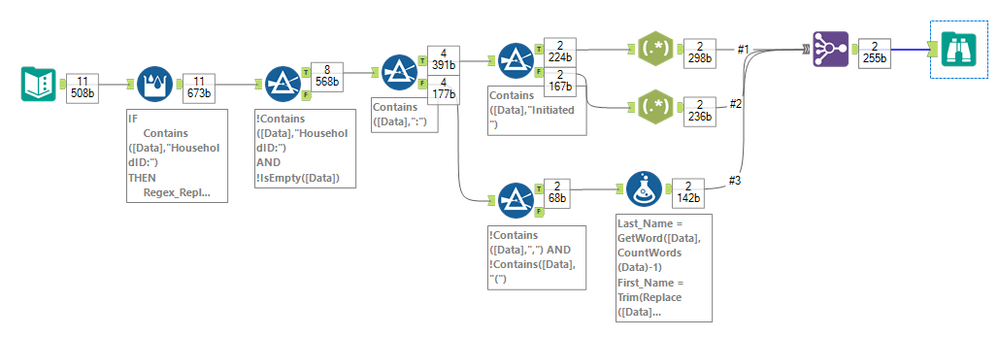Reading in multiple rows and separating into individual columns - Alteryx