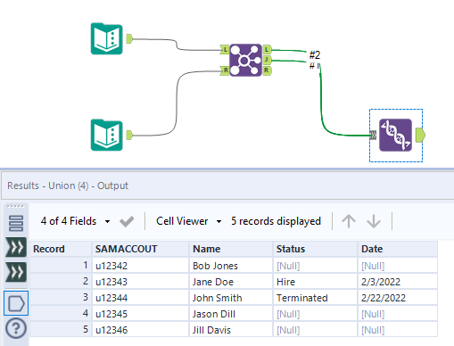 Combine 2 sets of data - Alteryx