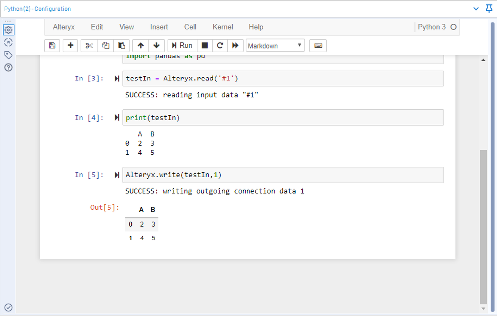 Python Output not Working - There is no valid metadata for the outgoing ...
