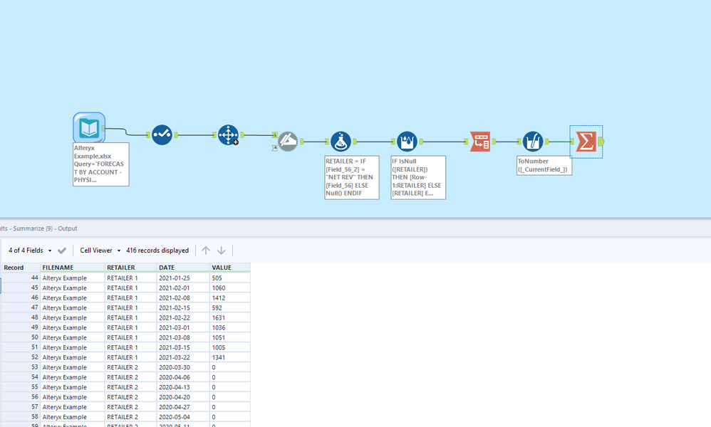 Complicated Excel shaping across multiple files - Alteryx