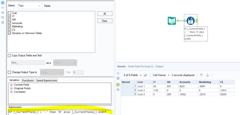 Removing certain symbols in the cells in multiple columns - Alteryx