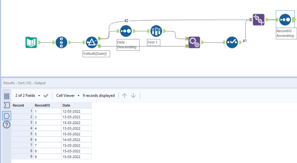 Replace null with max of date value in date column - Alteryx