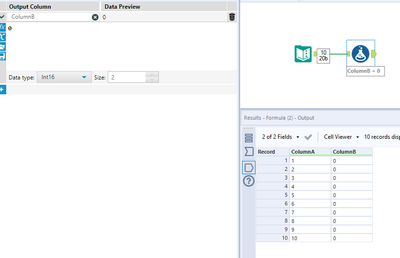 Formula to make entire column 0 - Alteryx