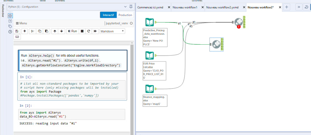 Python tool Alteryx.read and Alteryx.write error : Cached data ...