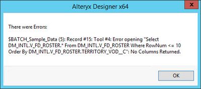 Dynamic Input Zero Row Error - Alteryx