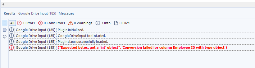 Input Conversion Error Google Drive Input - Conversion failed - Alteryx