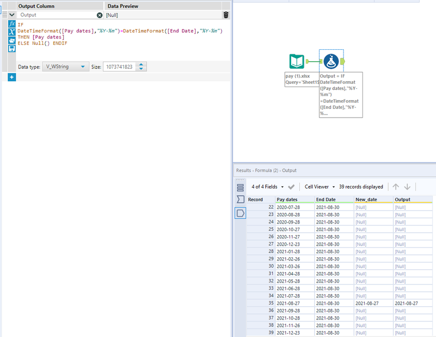 Replace the blank/Null() values with the date in the column - Alteryx