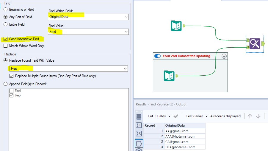 Find and replace string within a data set - Alteryx
