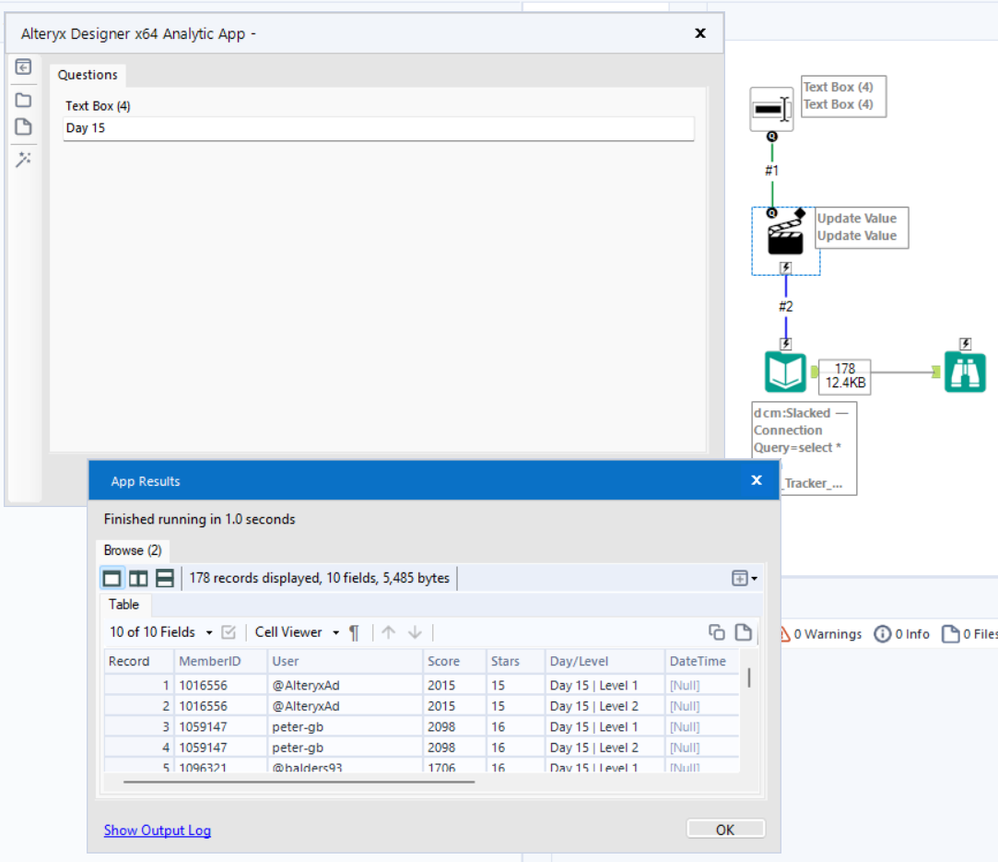 Trying to take input from user to use it as parameter in my query - Alteryx