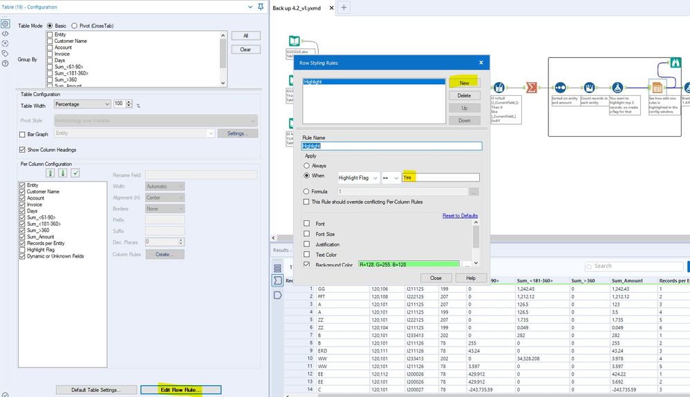 Table Formatting (colouring and sorting) - Alteryx